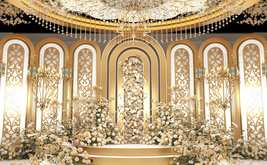 金山香槟色调婚礼堂效果展示